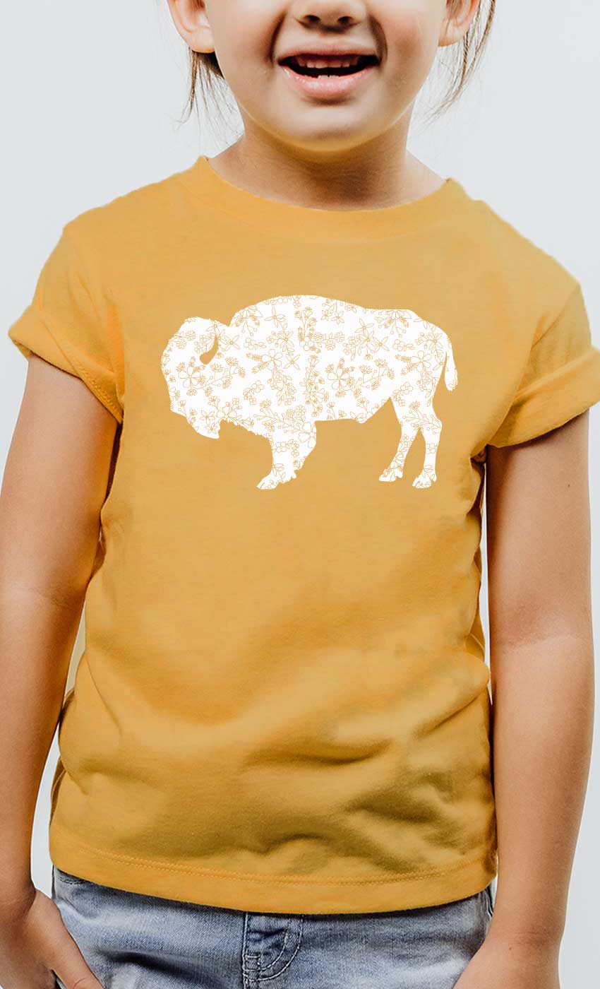 Western Floral Buffalo Wilderness Kids Graphic Tee