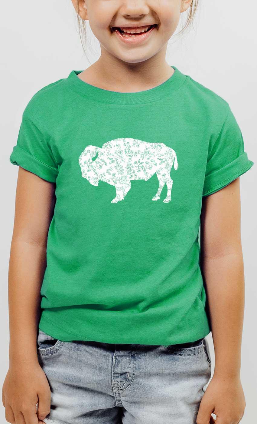 Western Floral Buffalo Wilderness Kids Graphic Tee