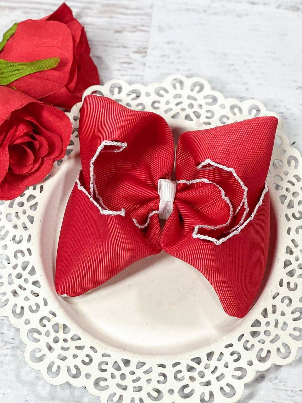 5" Classic Moonstitch Boutique Bows Girls Hair Accessories | Clip or Headband