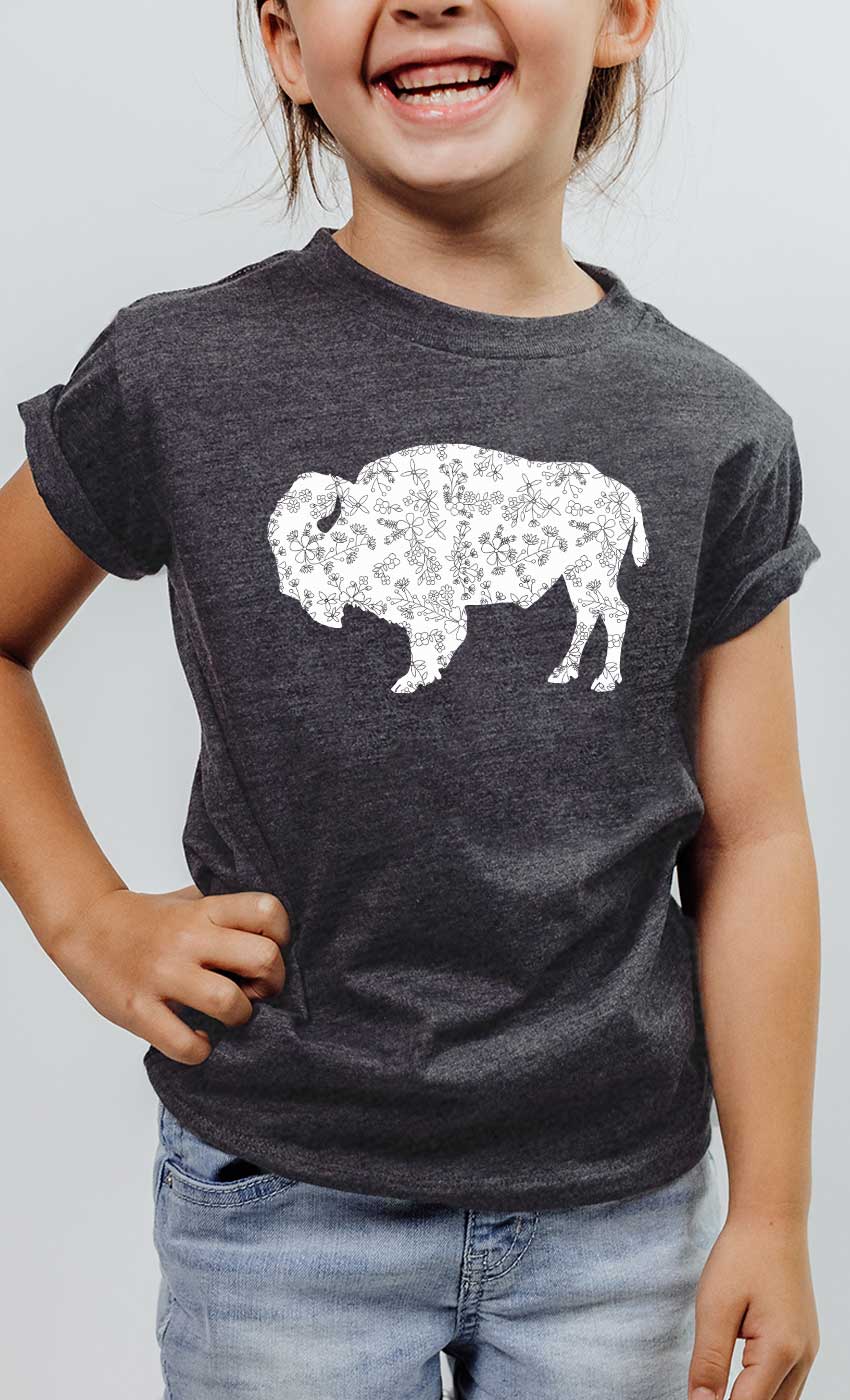 Western Floral Buffalo Wilderness Kids Graphic Tee