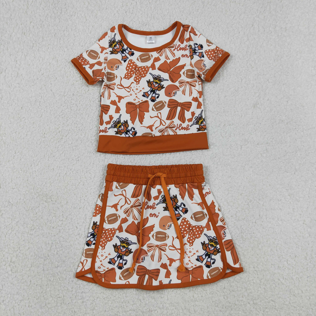 Girls Texas Shirts Skorts Bows Yoga Active Clothes Sets