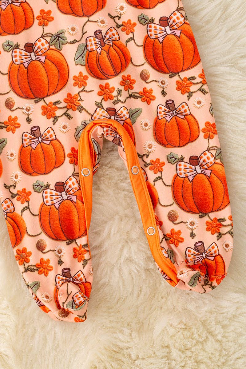🍁Fall pumpkin printed girls baby bodysuit