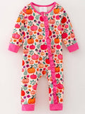 Pink Pumpkin Fall Girls Ruffle Romper
