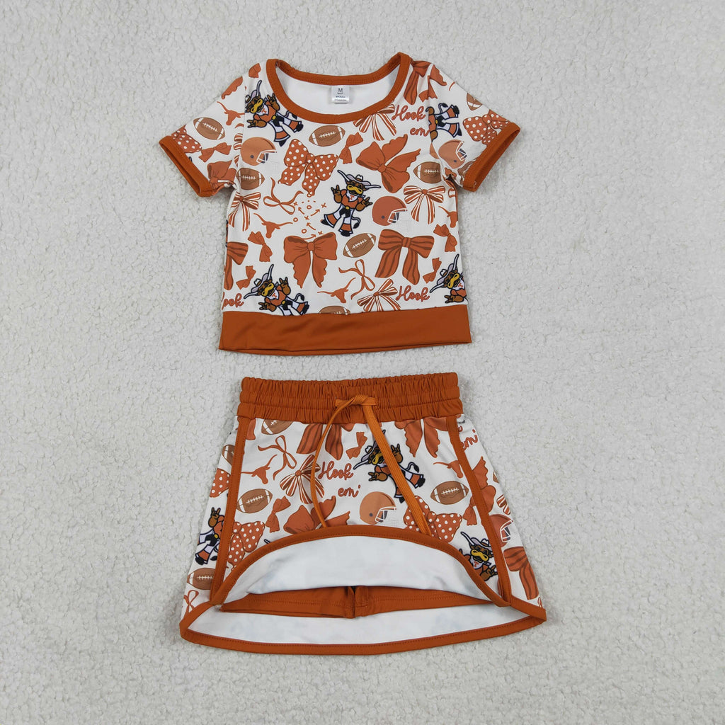 Girls Texas Shirts Skorts Bows Yoga Active Clothes Sets