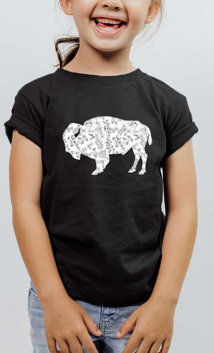 Western Floral Buffalo Wilderness Kids Graphic Tee