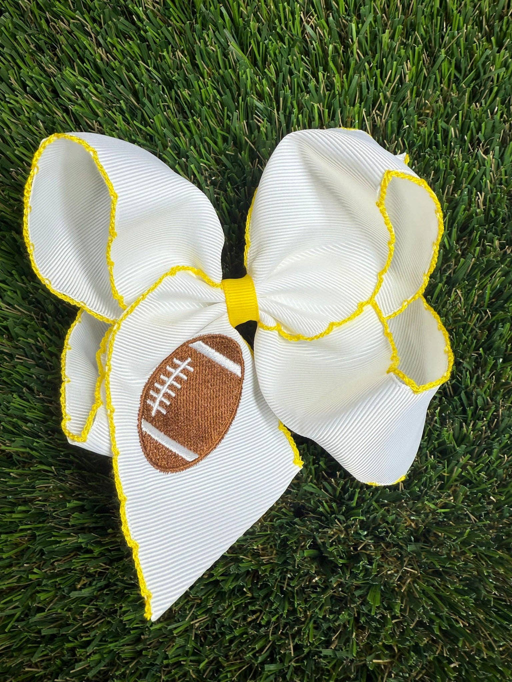 Football Embroidered Moonstitch Hair Bow | Clip or Headband