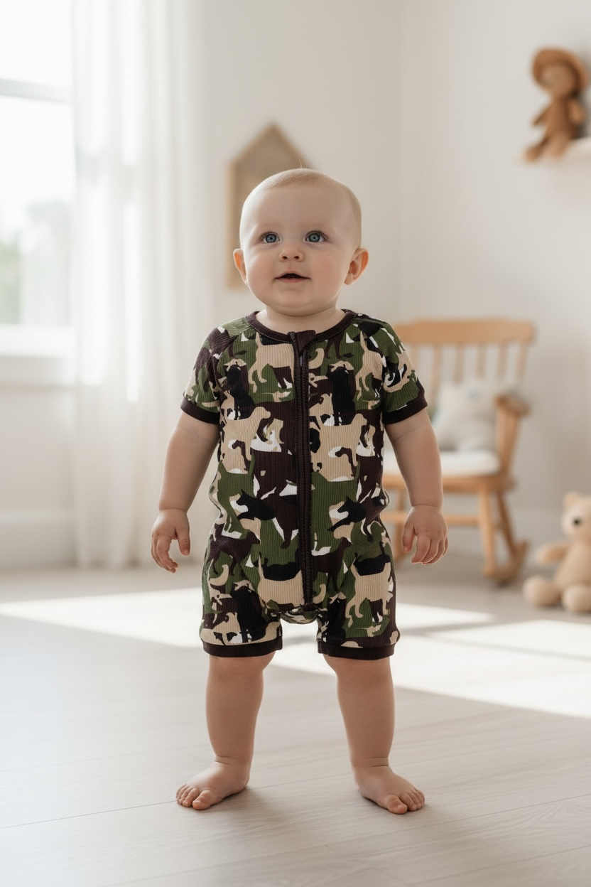 Camouflage Printed Baby Romper