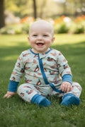Green Mallard Duck printed baby romper w/foldable footie & hands