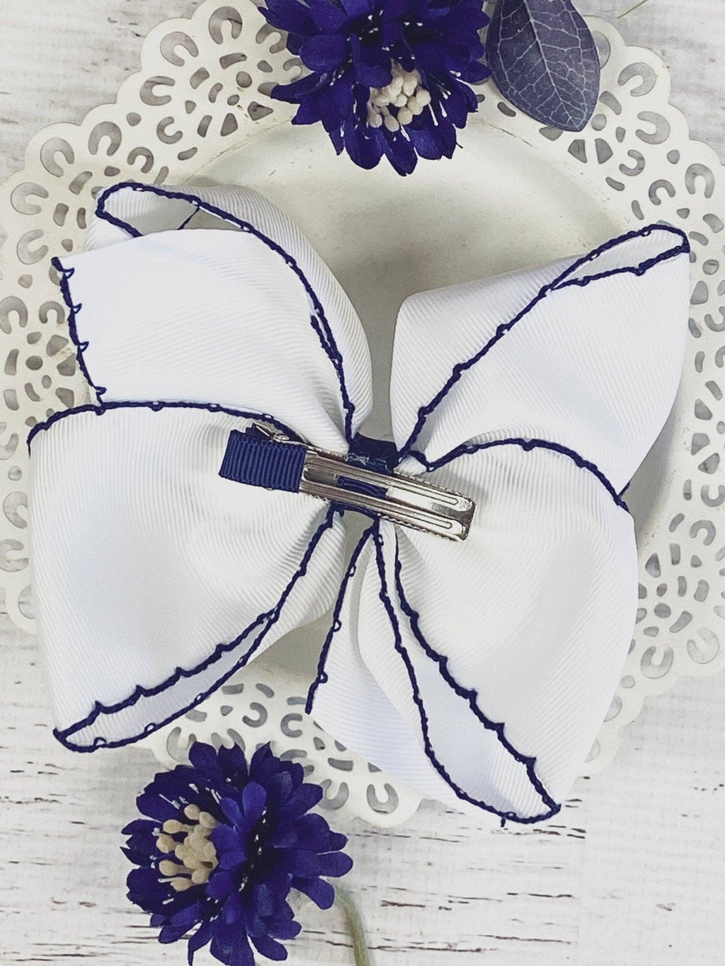 5" Classic Moonstitch Boutique Bows Girls Hair Accessories | Clip or Headband
