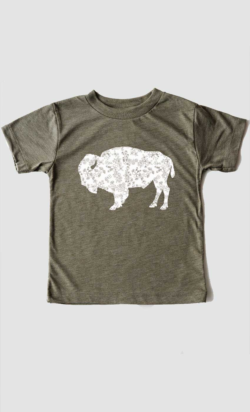 Western Floral Buffalo Wilderness Kids Graphic Tee